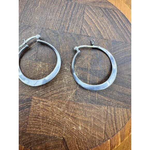 Sterling Silver Hoop Earrings With Hinged Closure - Picture 2 of 6